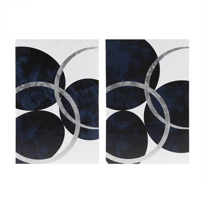 Silver foil abstract 2-piece canvas wall art set by Start2Finish, featuring modern metallic designs on home decor canvases.