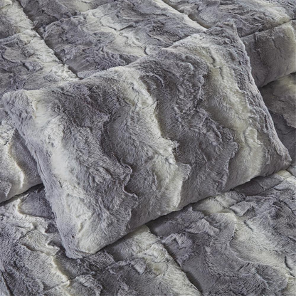 Start2Finish 4-piece faux fur comforter set with plush, soft bedding and matching pillow shams in cozy, luxurious fabric.