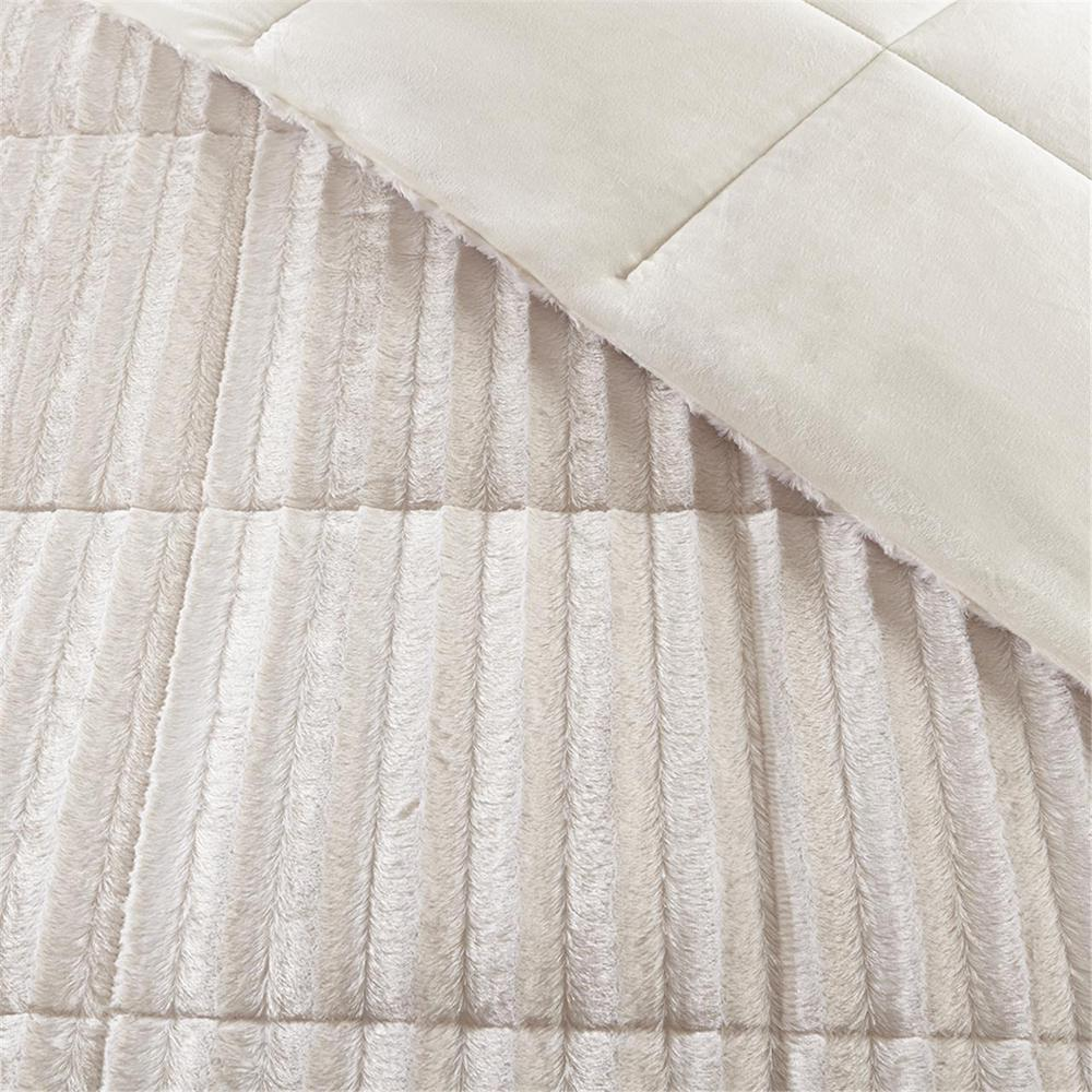 Start2Finish Duke Faux Fur Comforter Mini Set in champagne color, soft plush bedding with faux fur texture for cozy bedroom decor.