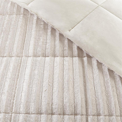 Start2Finish Duke Faux Fur Comforter Mini Set in champagne color, soft plush bedding with faux fur texture for cozy bedroom decor.
