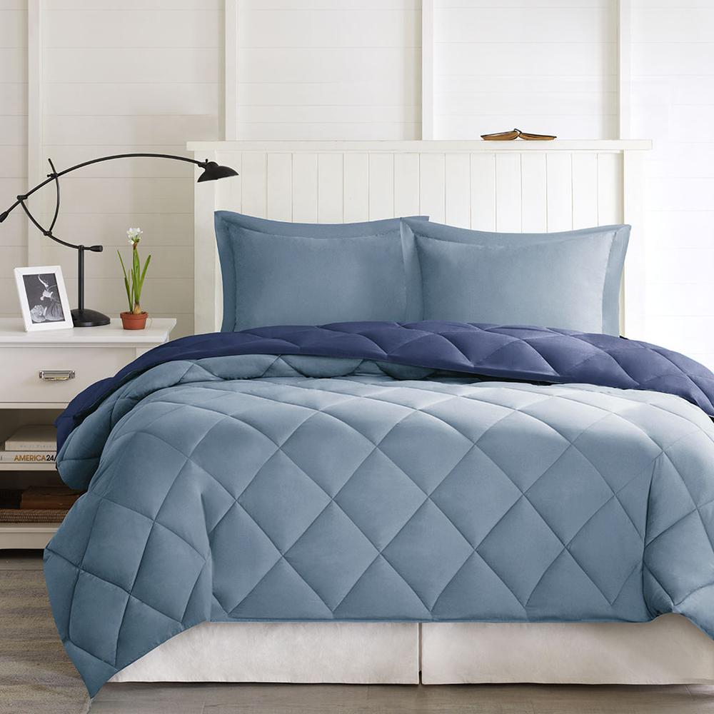 Start2Finish 3M Scotchgard Diamond Quilting reversible down alternative comforter set with diamond stitching and plush bedding design.