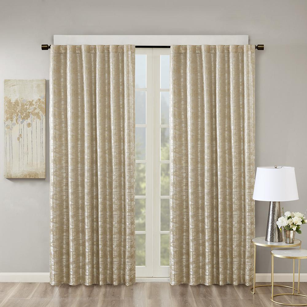 Start2Finish black blackout curtain panel with jacquard lining, rod pocket and back tab design, offers light-blocking privacy.