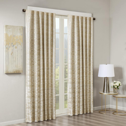 Start2Finish black blackout curtain panel with jacquard lining, rod pocket and back tab design for total light blocking and elegant decor.