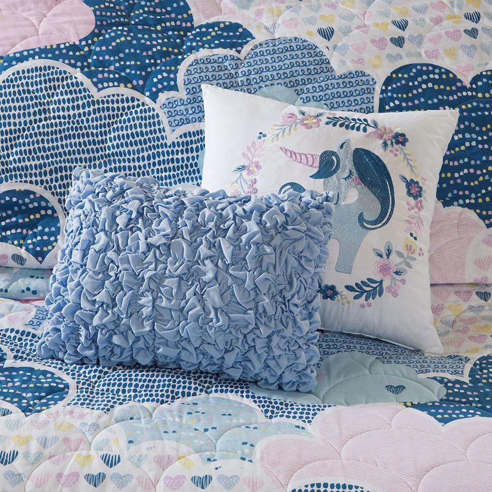 Reversible cotton quilt set with matching throw pillows, soft bedding by Start2Finish, featuring patterned and solid fabric sides.