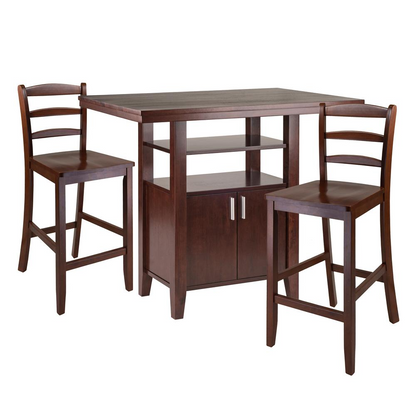 Start2Finish Albany 3-piece high table set with ladder back counter stools, featuring a sleek table and comfortable stools.