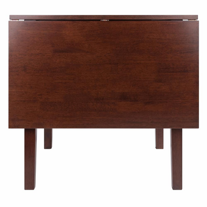 Start2Finish Perrone Drop Leaf Walnut Finish Dining Table showing its extendable leaves and rich wood grain details.