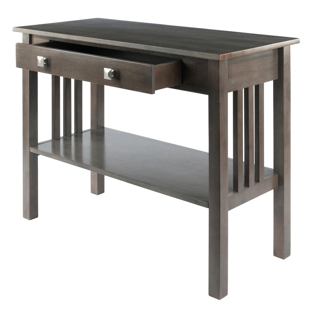 Start2Finish Stafford console hall table in oyster gray, showcasing a sleek, modern furniture piece with a smooth finish and minimalist design.