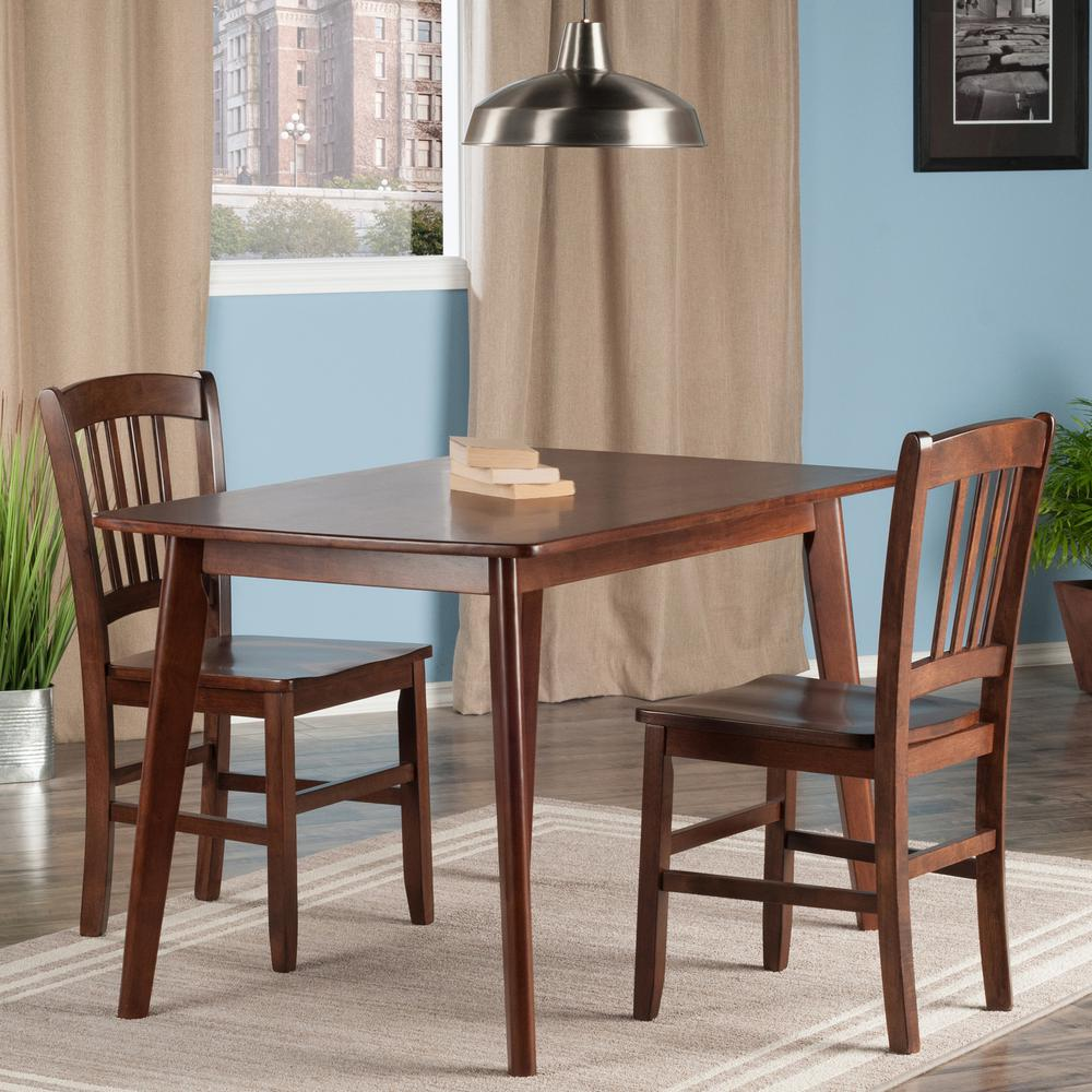 Shaye 3-piece dining table set with slat-back chairs by Start2Finish, featuring a wooden rectangular table and four matching chairs.