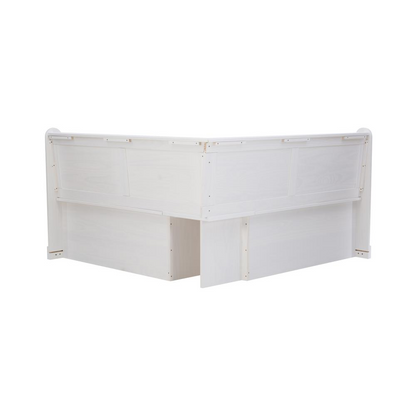 Start2Finish Tobin Corner Breakfast Nook in white, showing a cozy L-shaped furniture set with cushioned seating and a wooden table.
