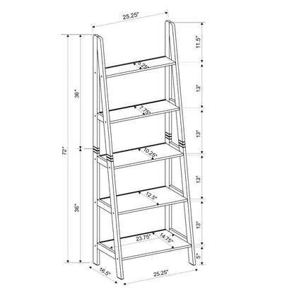 White Acadia Ladder Bookshelf by Start2Finish with multiple shelves and a modern ladder design for storage and display.