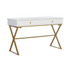 White Two-Drawer Campaign Desk from Start2Finish, showcasing a sleek wooden furniture piece with two functional drawers.