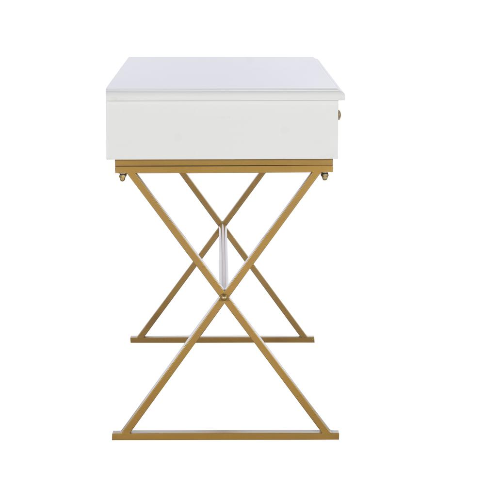 White Two-Drawer Campaign Desk by Start2Finish, showing sleek wooden furniture with two functional drawers and clean design.