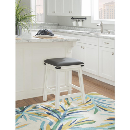 White Serrano Counter Stool by Start2Finish, featuring a modern design with a comfortable seat and sturdy metal legs for kitchen or bar.