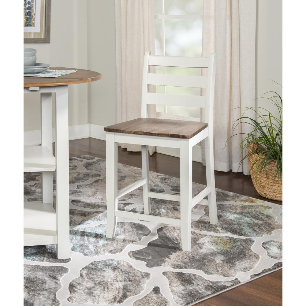 Start2Finish Colm Counter Stool with wooden legs and upholstered seat, shown from a side angle.