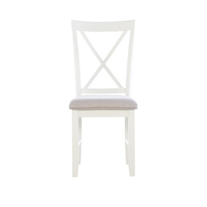 Start2Finish Jane Grey side chair with upholstered seat and wooden legs, showcasing elegant furniture design.