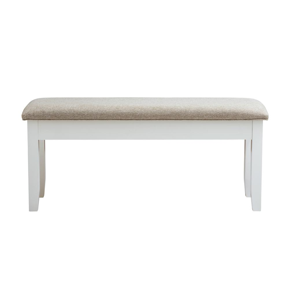 Start2Finish Jane Brown Bench with wooden legs and cushioned seat, designed for versatile indoor and outdoor use.