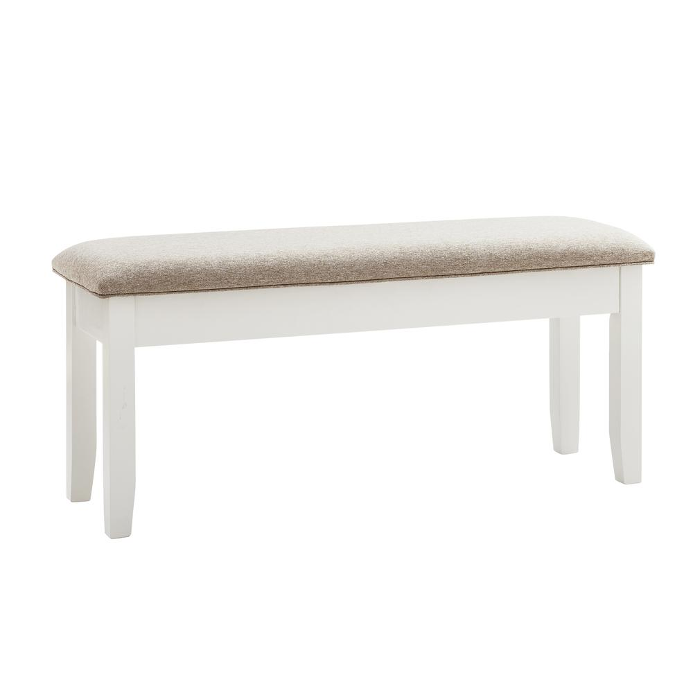 Jane Brown Bench by Start2Finish with wooden legs and upholstered brown cushion, ideal for entryway or living room seating