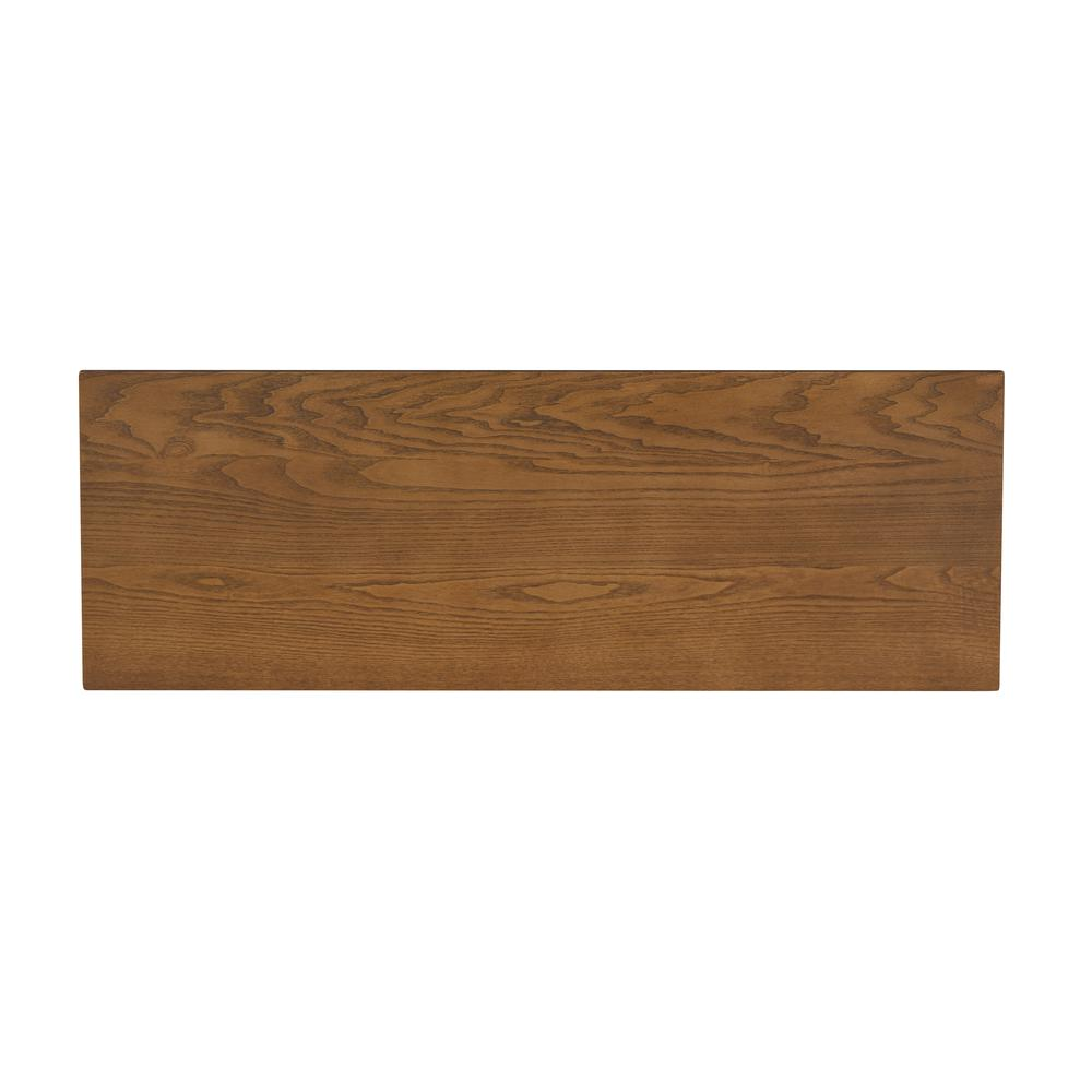 Willow Brown Start2Finish furniture bench with wooden legs and cushioned seat, ideal for entryway or living room decor.