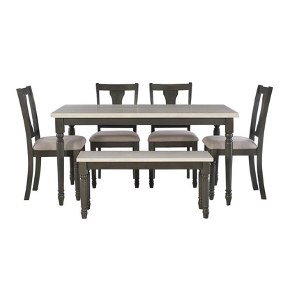 Willow 6-piece grey dining set by Start2Finish featuring a table and six chairs, modern furniture for dining rooms
