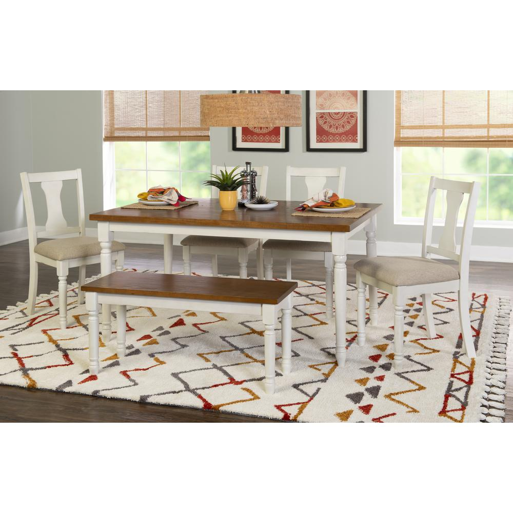 Willow 6-piece brown dining set with wooden table and six matching chairs, Start2Finish furniture for dining room use.