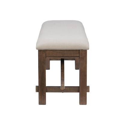 Rustic Turino Umber Bench by Start2Finish featuring a wooden seat and sturdy metal legs on a neutral background