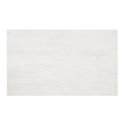 Distressed white Turino dining table by Start2Finish, showcasing a rustic wood finish with sturdy legs and spacious tabletop.