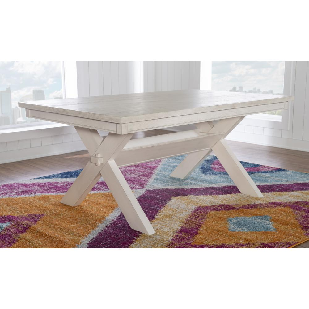 Distressed white Turino dining table by Start2Finish with a rustic wooden surface and sturdy legs, ideal for dining rooms.