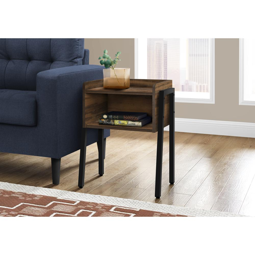 Start2Finish accent side table with lamp, ideal as end or nightstand in living room or bedroom, black finish, modern design.