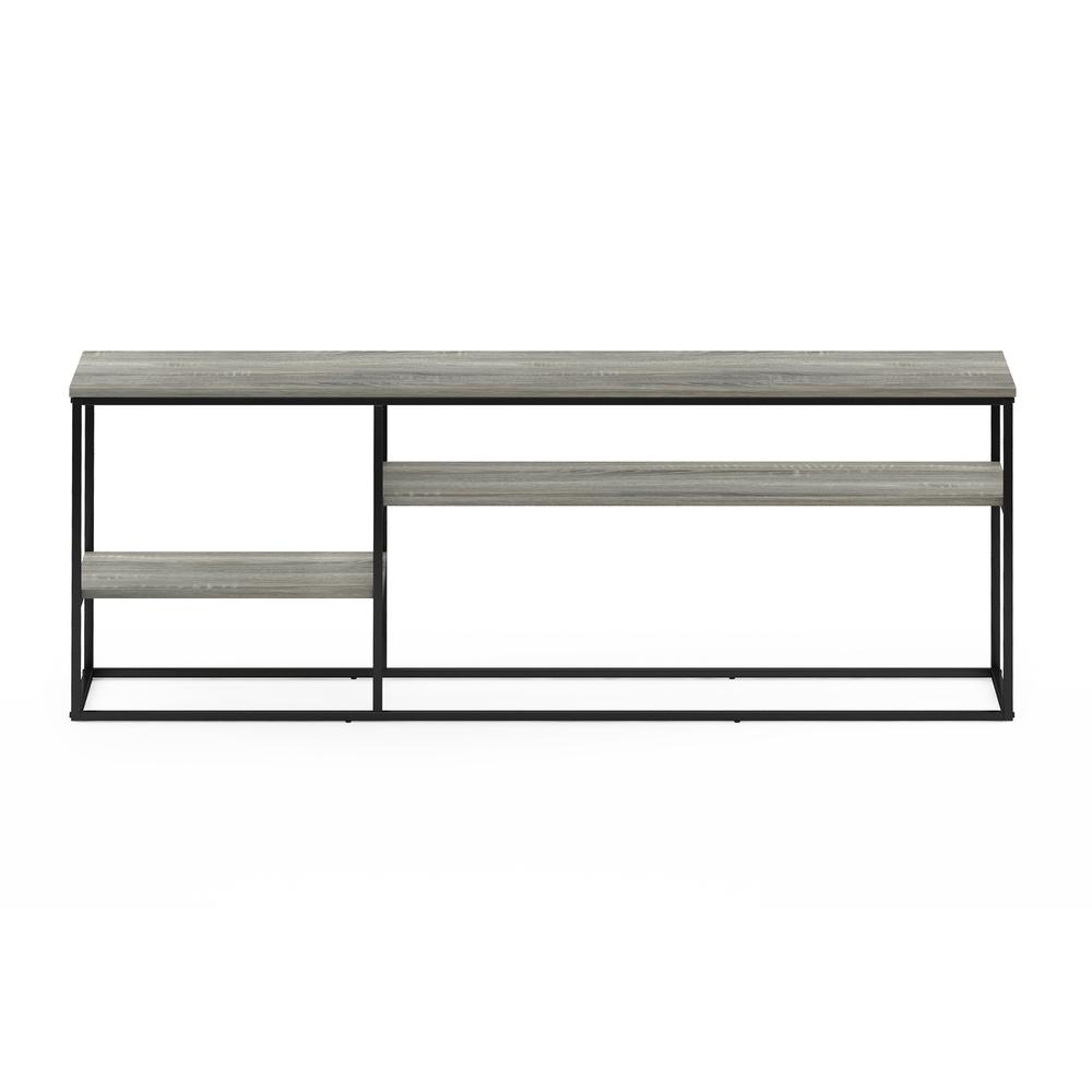 Start2Finish Furinno Moretti modern TV stand in French Oak Grey, designed for 65-inch TVs, with sleek storage compartments.