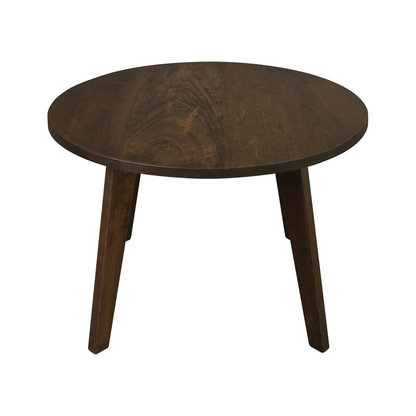 Genuine Cherry 24-inch round coffee table by Start2Finish, made of solid American cherry wood with antique cherry finish.