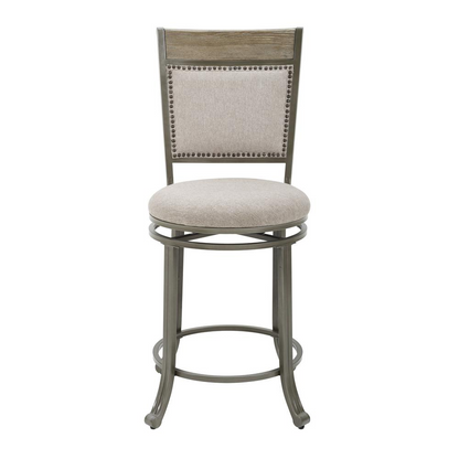 Start2Finish Franklin swivel counter stool in pewter with a cushioned seat and metal frame, ideal for kitchen or bar area.