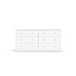 White Portland 6-drawer double dresser by Start2Finish with sleek modern design and silver handles, shown in a well-lit room setting.