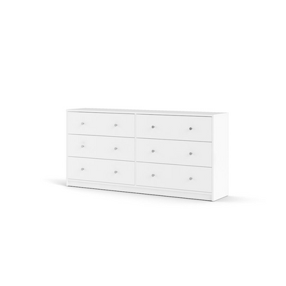 White Portland 6-drawer double dresser by Start2Finish, showcasing sleek furniture design with ample storage and modern style.
