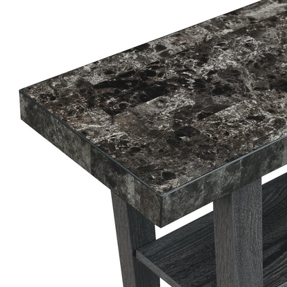 Start2Finish Newport V console table with shelves, featuring a sleek wooden surface and open storage for entryway or living room decor.
