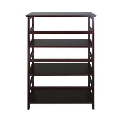 Soho Manhattan 4-shelf espresso wood bookcase by Start2Finish, 26 inches wide with four spacious shelves for storage and display.