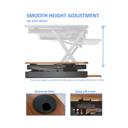 Start2Finish Rocelco 40-inch large height adjustable standing desk with a spacious work surface and ergonomic design.