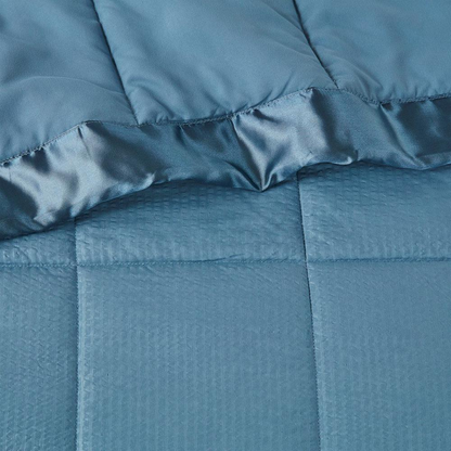 Start2Finish oversized down alternative bedding blanket with satin trim, showing plush fabric and elegant finishing details.