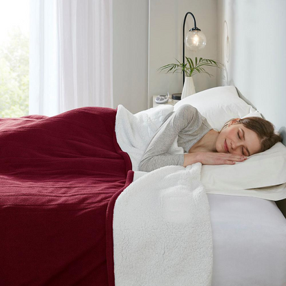 Start2Finish heated blanket with plush fabric, showing a cozy, glowing blanket with control buttons for adjustable warmth.