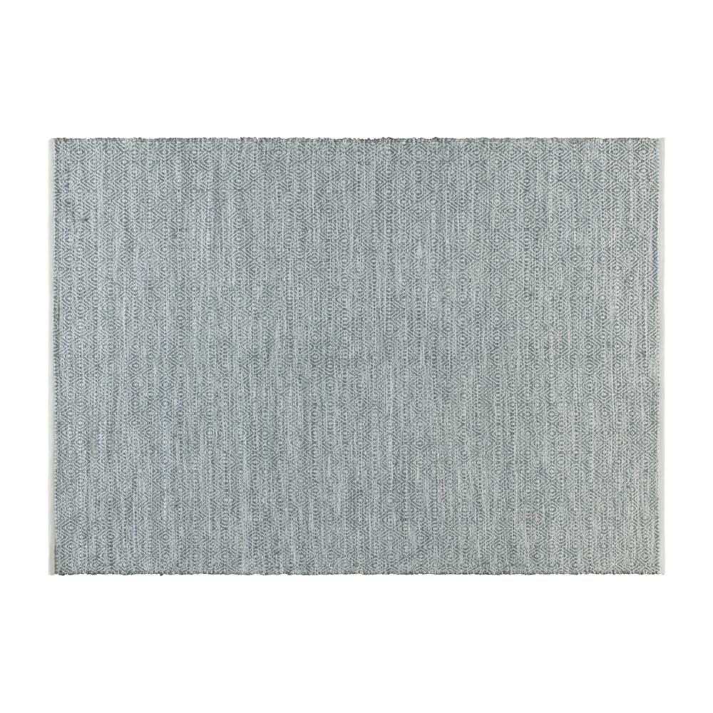 Handwoven 5x7 grey diamond pattern indoor/outdoor rug by Start2Finish, showing textured fabric and detailed design.