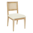 Pair of Alaina Cane Back Dining Chairs in linen fabric with coastal wash finish, featuring stylish cane back design and cushioned seats.