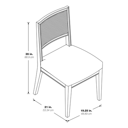 Set of two Alaina Cane Back Dining Chairs by Start2Finish with linen fabric and coastal wash finish, showcasing elegant furniture design.