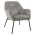 Brooks grey faux leather accent chair with gold stitching and black metal legs, stylish and modern home seating by Start2Finish.