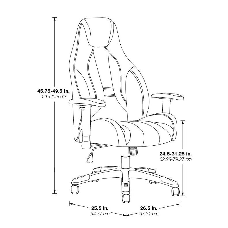 Start2Finish Commander gaming chair in black faux leather with grey accents, ergonomic design and adjustable features.