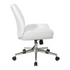 White faux leather chair with chrome finish base from Start2Finish, modern furniture piece with sleek design and cushioned seat.