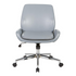 Charcoal grey faux leather chair with chrome finish base, modern furniture piece from Start2Finish, shown from a side view