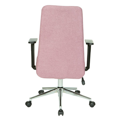 Start2Finish Evanston office chair in orchid fabric with chrome base, ergonomic swivel furniture for workspace comfort.