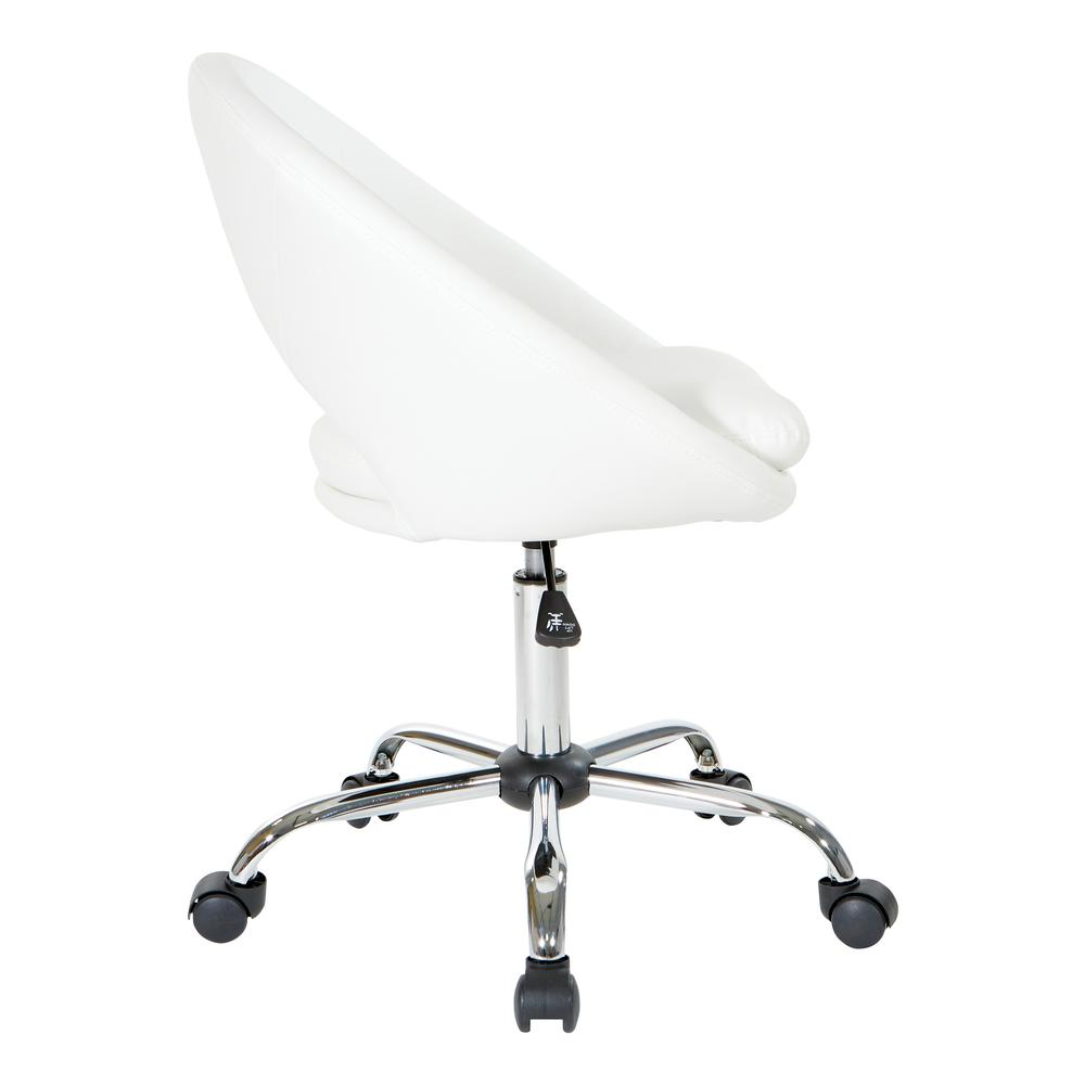 Start2Finish Milo adjustable home office chair in white faux leather with a modern design and chrome base.
