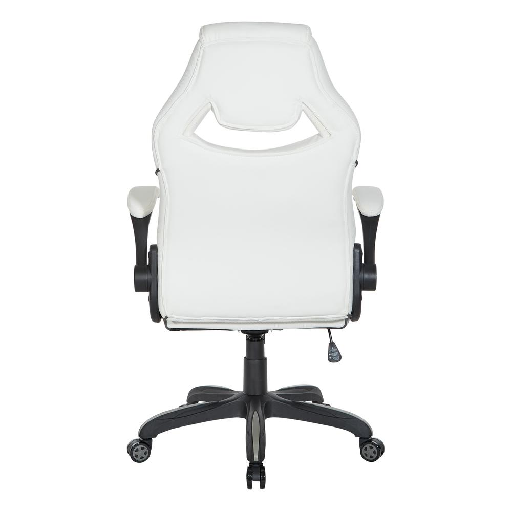 Xeno gaming chair in white faux leather with adjustable armrests and high back support by Start2Finish.