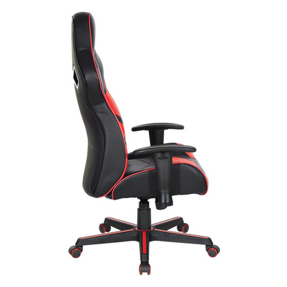 Black faux leather Vapor Gaming Chair with red accents, ergonomic design, and adjustable armrests from Start2Finish.
