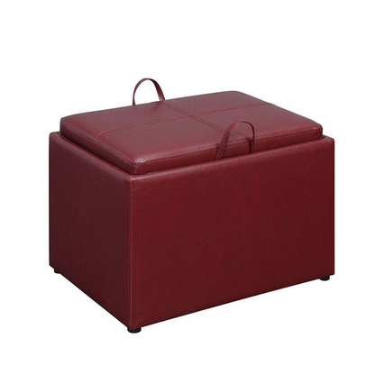 Start2Finish Designs4Comfort accent storage ottoman with reversible tray, showcasing plush fabric, storage space, and tray on top.